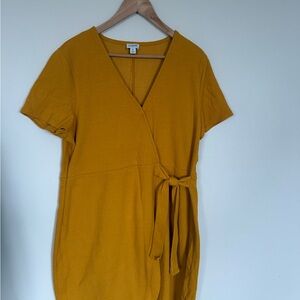 J. Crew Mustard Wrap-Front Short Sleeve Tunic